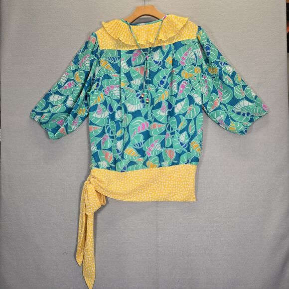 VTG Assorti for Susan Freis Abstract Floral Top Women's L Beaded Floral - Picture 2 of 10